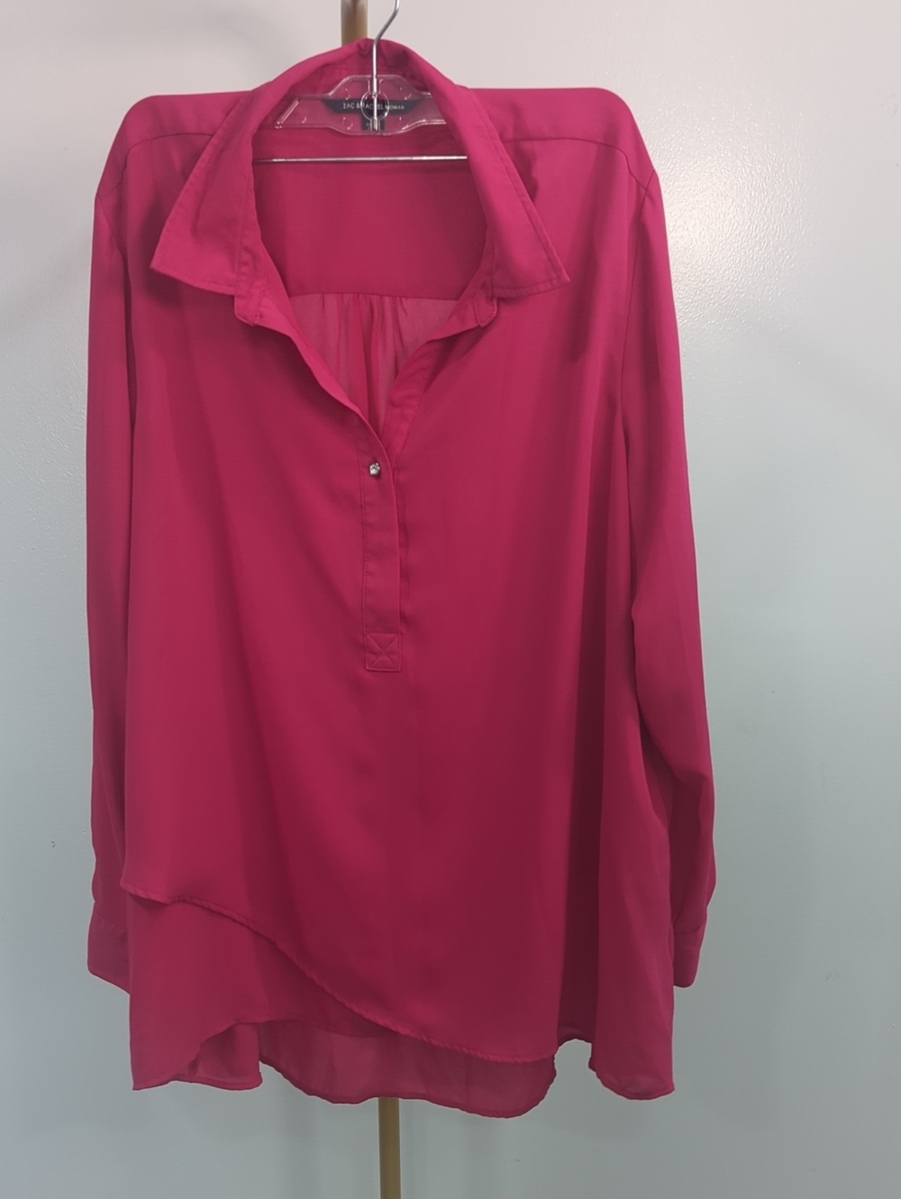 Women’s Pink Long-Sleeve Tunic Blouse